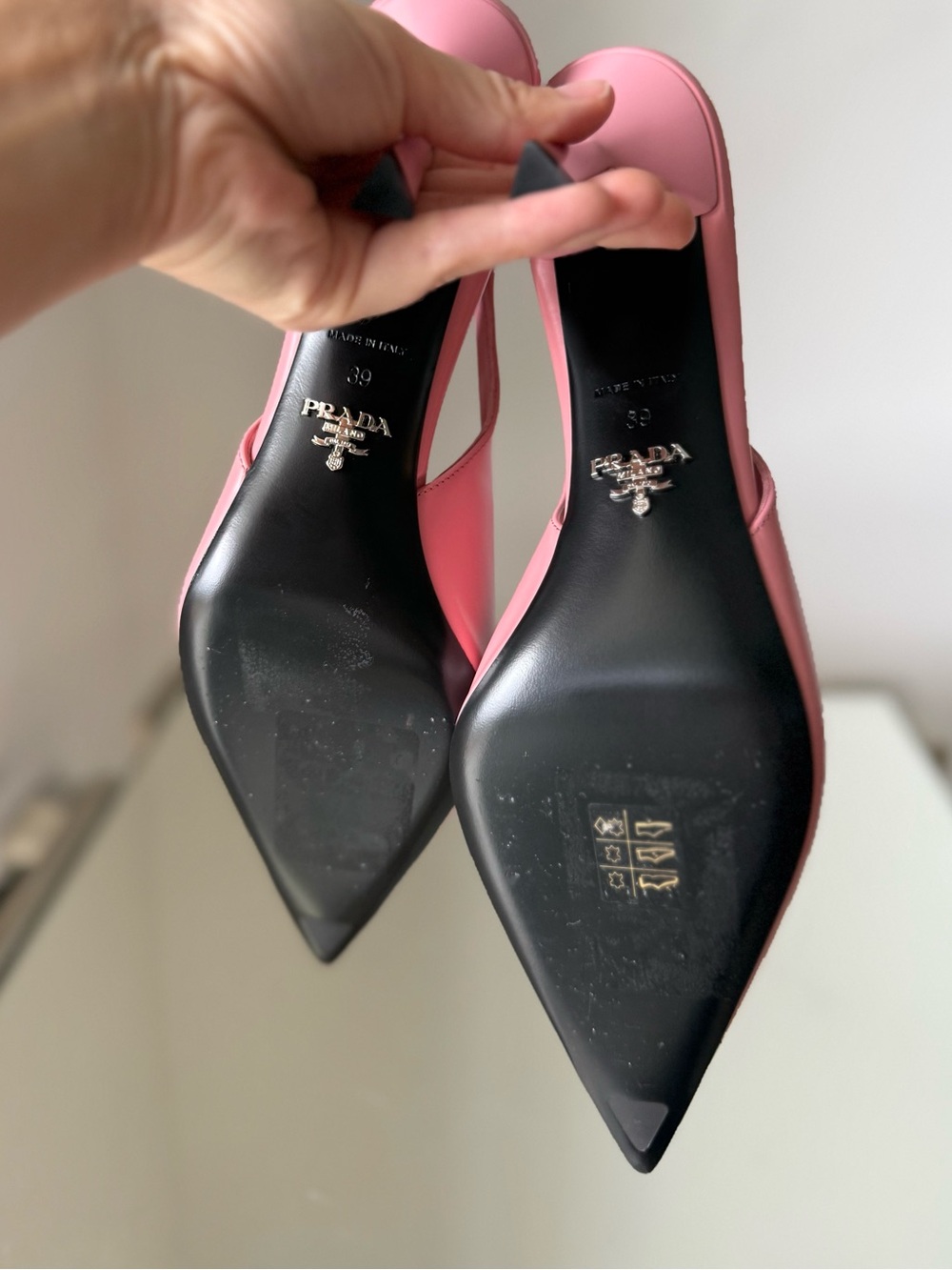 Prada 75mm brushed leather slingback pumps $1,270 39 - Picture 10 of 13